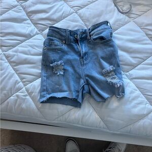 BAMBOO Light Blue Distressed Jean Shorts